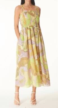 NEW GILNER FARRAR paula dress in fan dance print